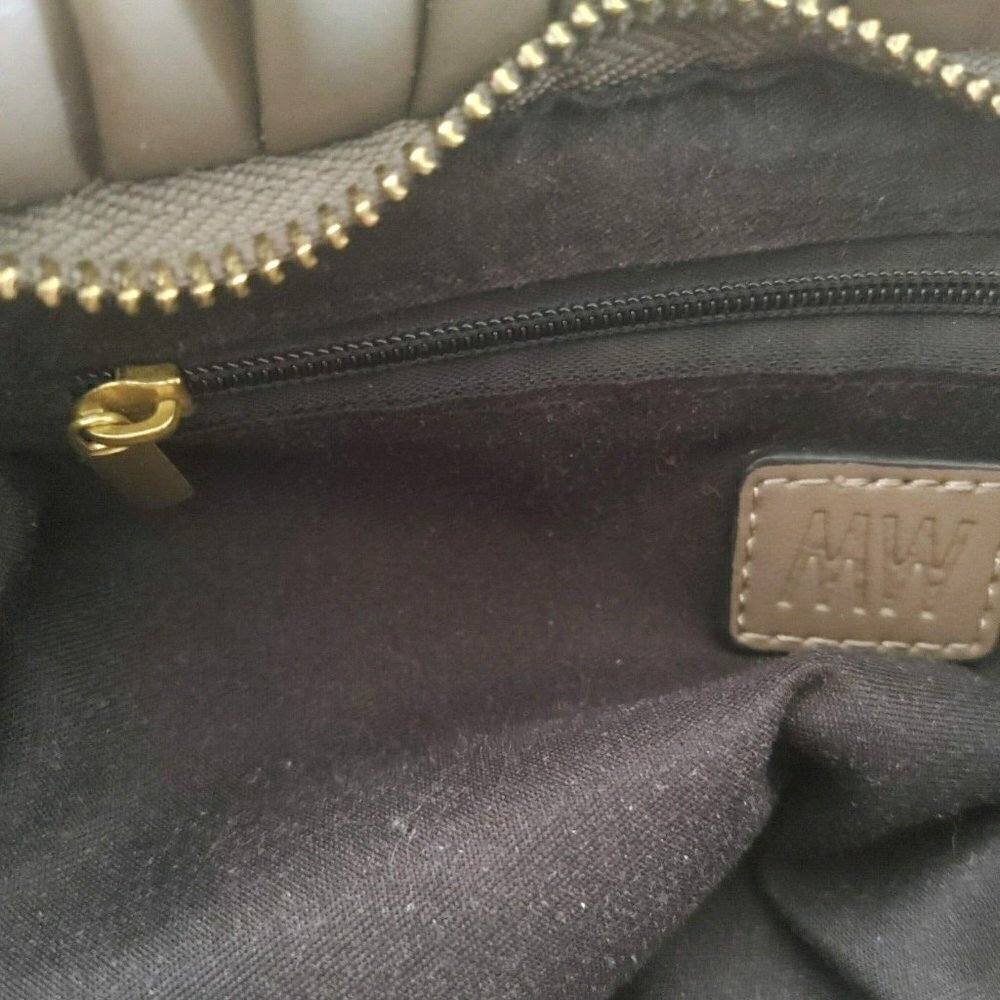 MW Most Wanted Faux Leather Shoulder Bag Taupe Ruched with Buckle Strap - Picture 6 of 6